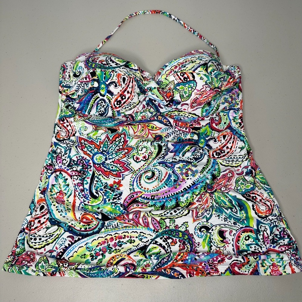 Ralph Lauren Tankini Top Size 16 Bandeau Twist Captiva‎ Paisley Floral